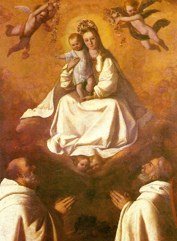 the virgin of mercy with two mercedarians, Francisco de Zurbaran